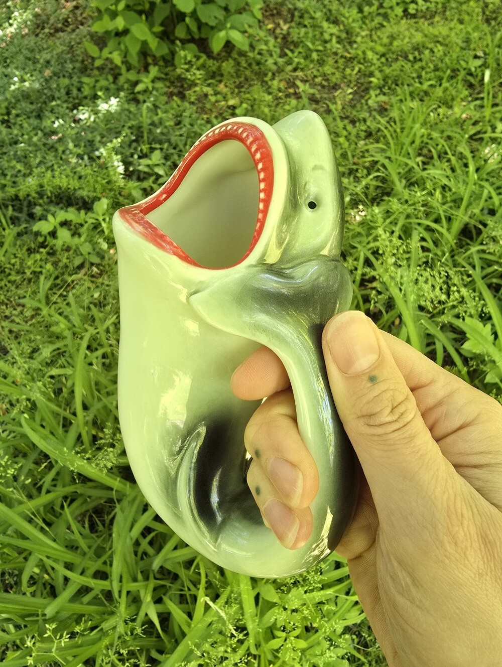 Ceramic Shark Tiki Glass Or Vase